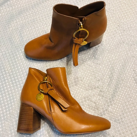 See by Chloe Louise Block-Heel Leather Ankle Boots size 7 - Picture 12 of 13